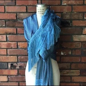 Gorgeous Blue Fringe Wrap Rebozo de Santa Maria del Rio